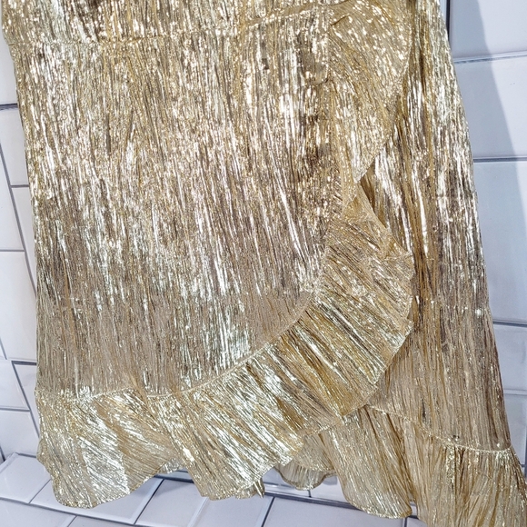 COLLECTIVE THE LABEL  Faux Front Wrap Dress Short Sleeve Ruffle Hem Deta… - Picture 3 of 7